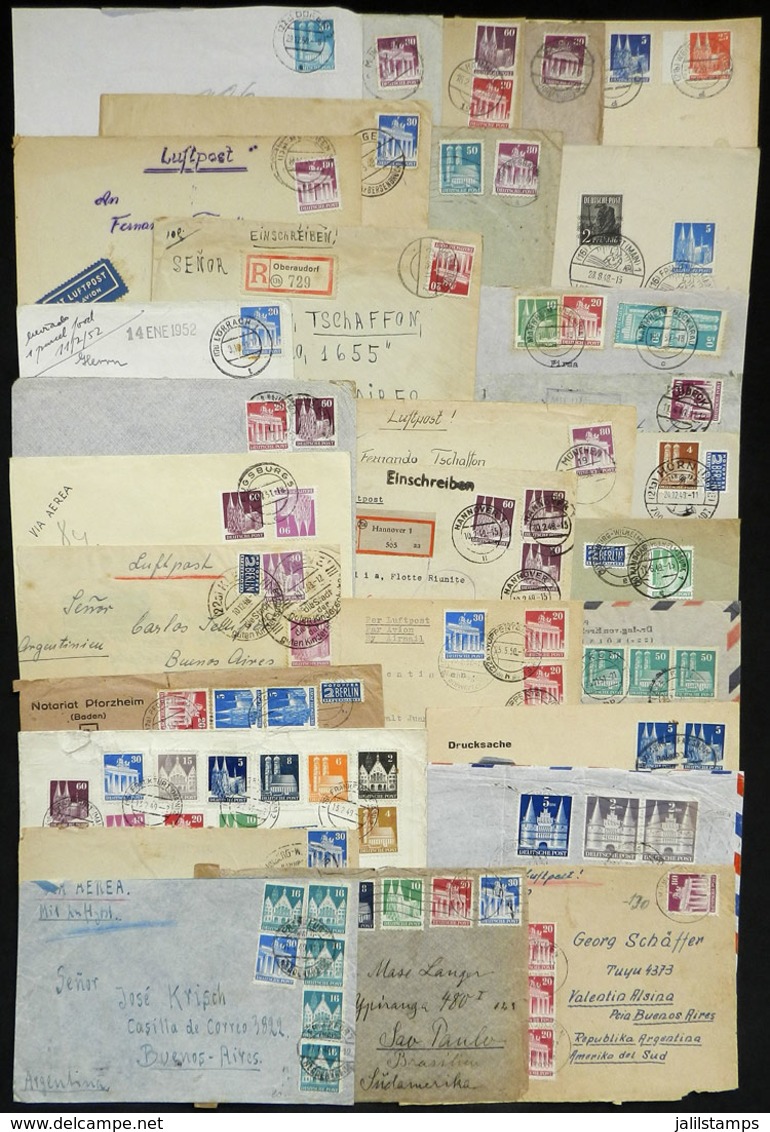 GERMANY: BIZONE: 30 Covers Or Cards Of The Years 1949 To 1952, Most Sent To Argentina, Fine To VF General Quality, Good  - Precursores