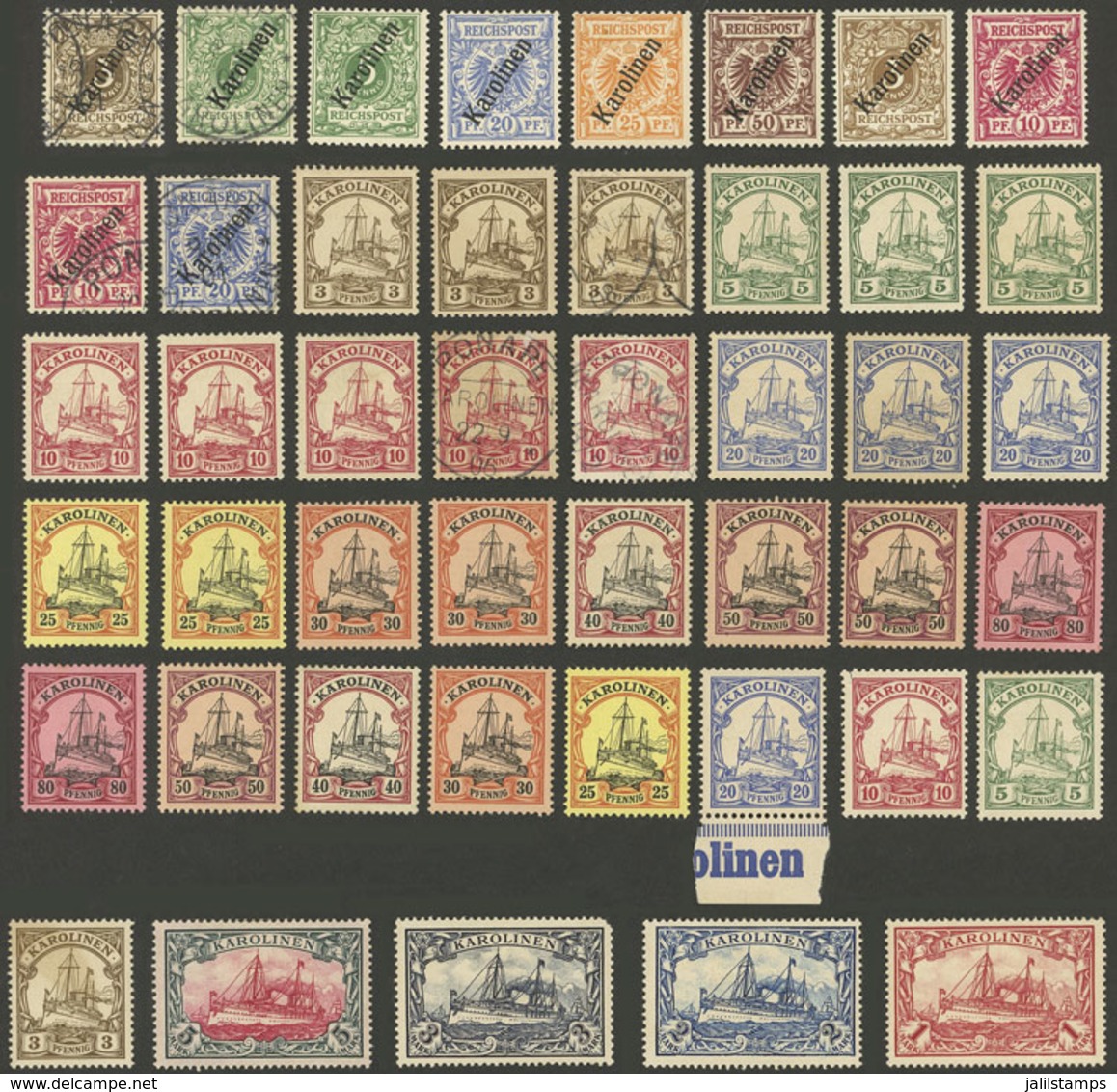 GERMANY - CAROLINE  ISLANDS: Lot Of Old Stamps, Used Or Mint (several Without Gum), Some With Minor Defects (most Of Fin - Karolinen