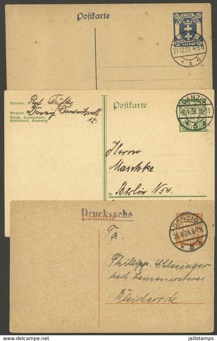 GERMANY - DANZIG: 3 Postal Cards Of Different Values, VF Quality! - Other & Unclassified