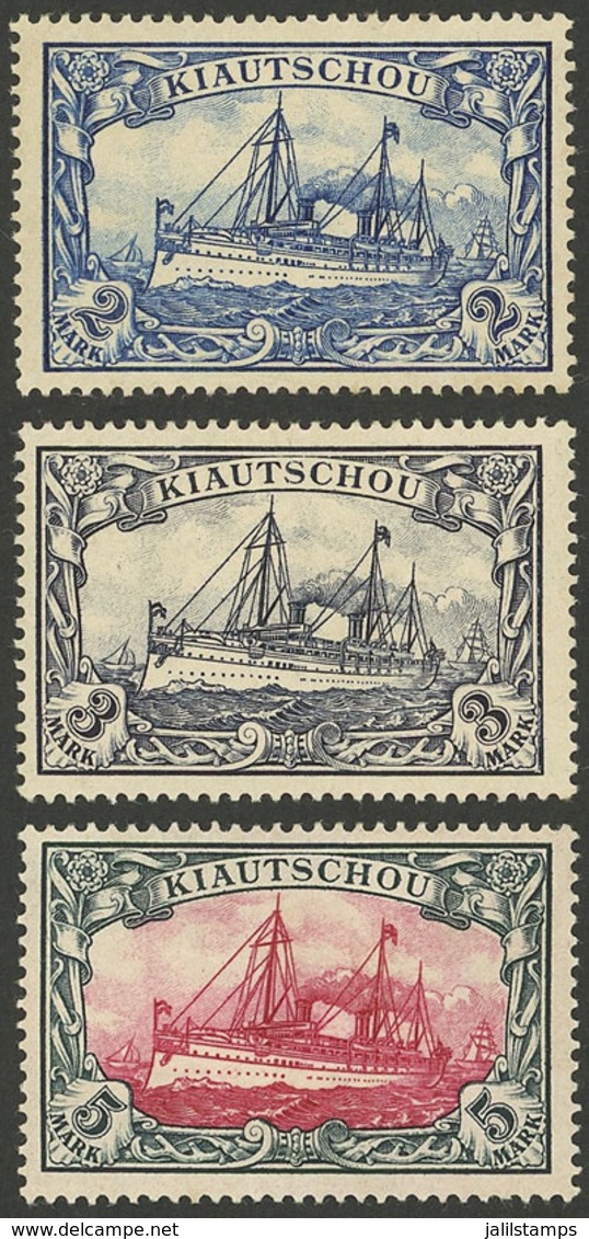 GERMANY - KIAUTSCHOU: Sc.20/22, 1901 2Mk. To 5Mk., High Values Of The Set, Mint, Fine To VF Quality (the 5Mk. With Tiny  - Kiautschou