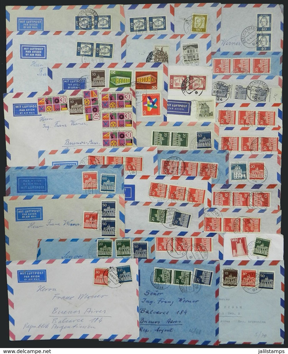 WEST GERMANY: 74 Covers Posted To Argentina Between 1964 And 1978 Approx., With Some Very Nice And Interesting Postages, - Storia Postale