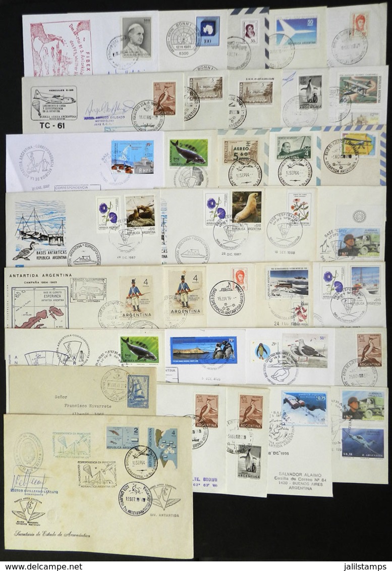 ARGENTINE ANTARCTICA: 34 Covers With Marks Of Varied Antarctic Stations, Special Flights, Antarctic Campaigns, Etc., Sev - Other & Unclassified