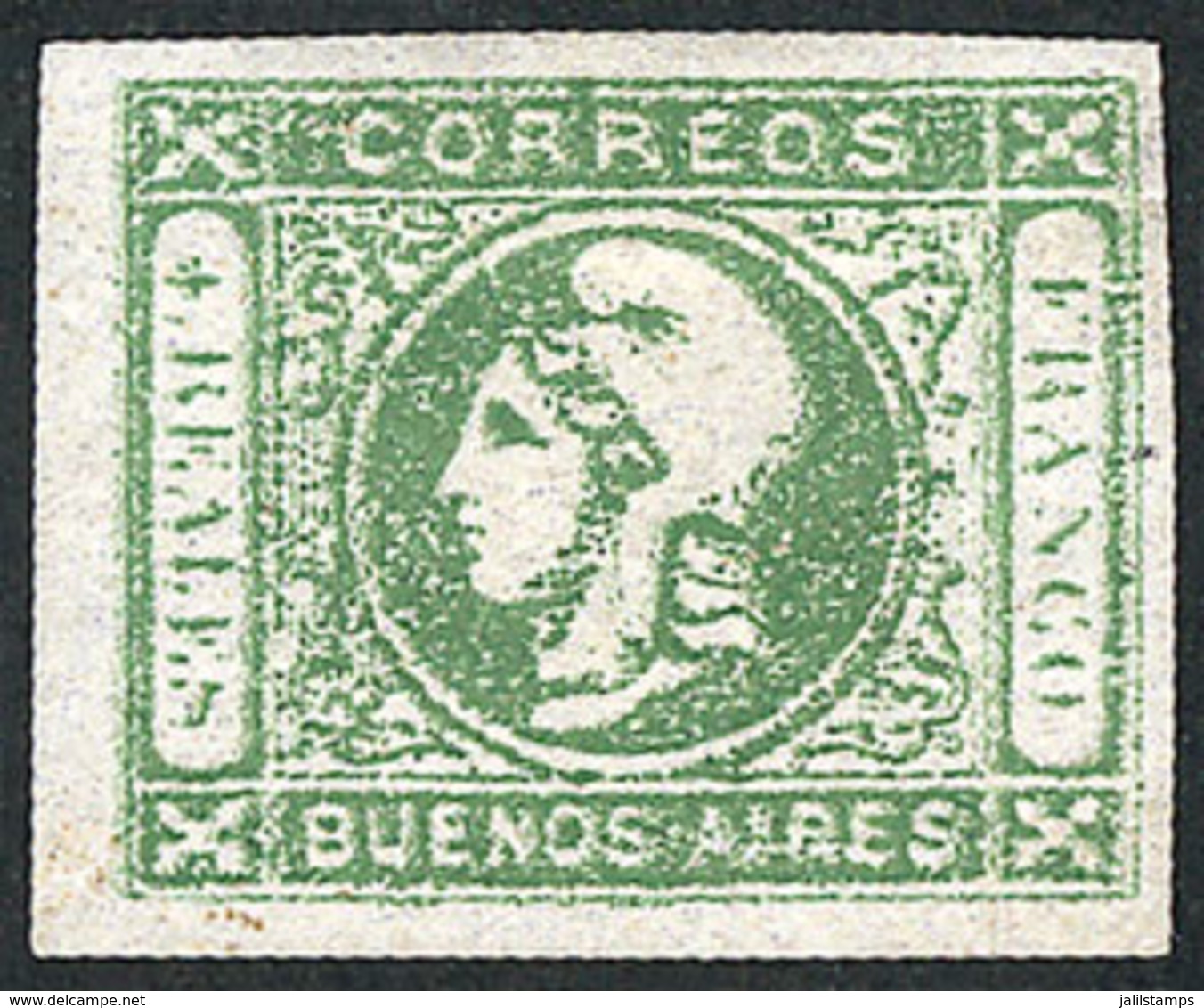 ARGENTINA: GJ.16b, With Light PARTIAL DOUBLE IMPRESSION Variety, Wide Margins, Mint, Little Thin On Back (of Little Impo - Buenos Aires (1858-1864)