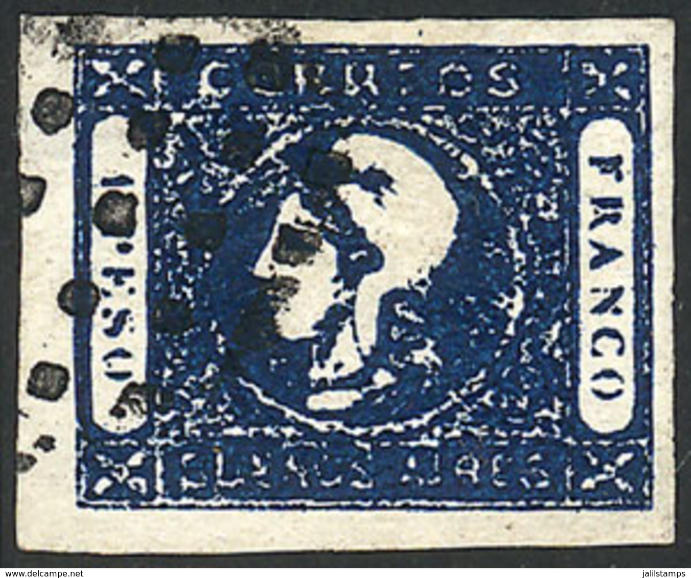 ARGENTINA: GJ.17A, A Fantastic And Outstanding Example Of 1P. INDIGO, With Wide Margins And Very Fresh. It Has Small Thi - Buenos Aires (1858-1864)