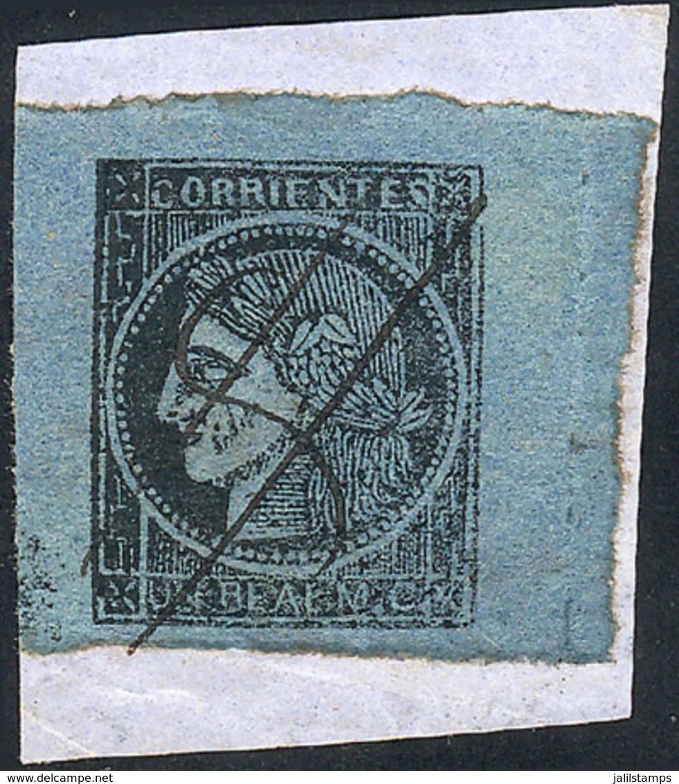 ARGENTINA: GJ.1, Type 8, On Fragment With Typical Pen Cancel Of Goya, Excellent Quality! - Corrientes (1856-1880)