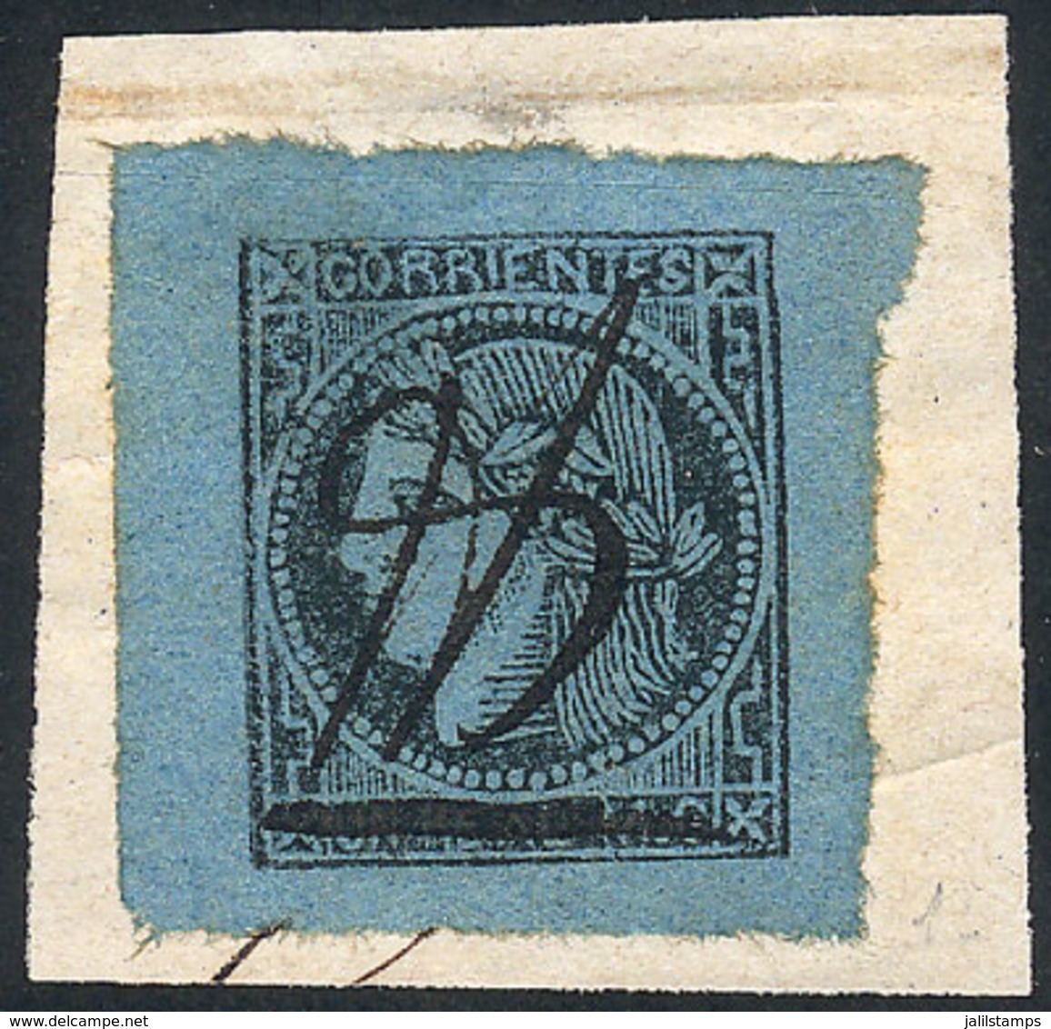 ARGENTINA: GJ.2, Provisional Of 1860, Superb Example With Large Margins, On Fragment With Pen Cancel Of Goya, Superb, Si - Corrientes (1856-1880)