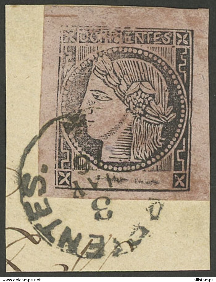 ARGENTINA: GJ.11, Rose, Wide Margins, On Fragment With Corrientes Datestamp With Maltese Cross For 3/MAR/1876, Excellent - Corrientes (1856-1880)