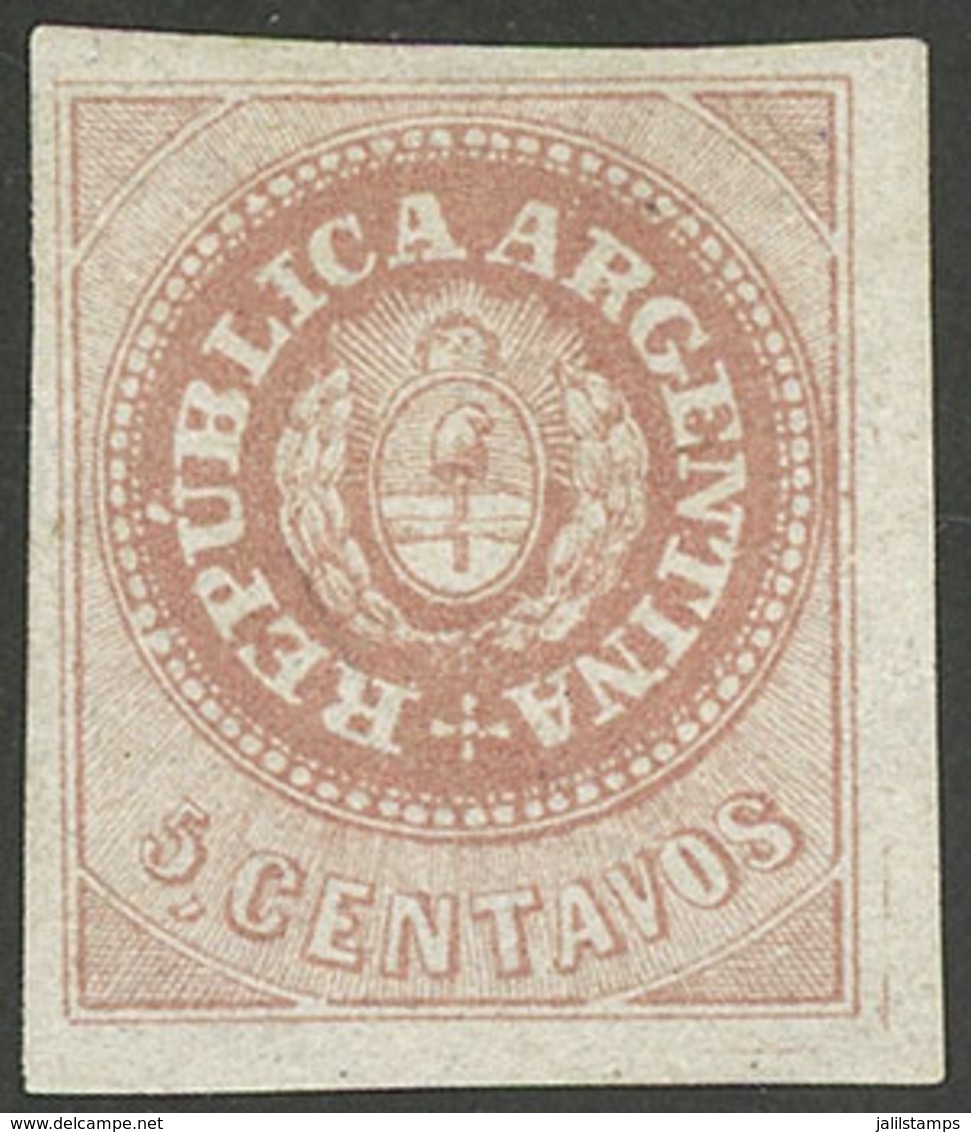 ARGENTINA: GJ.7Ab, 5c. With Accent, Salmon Rose, WITH VARIETY "8 Cut Angles", Mint, Very Fine Quality, Rare!" - Ungebraucht