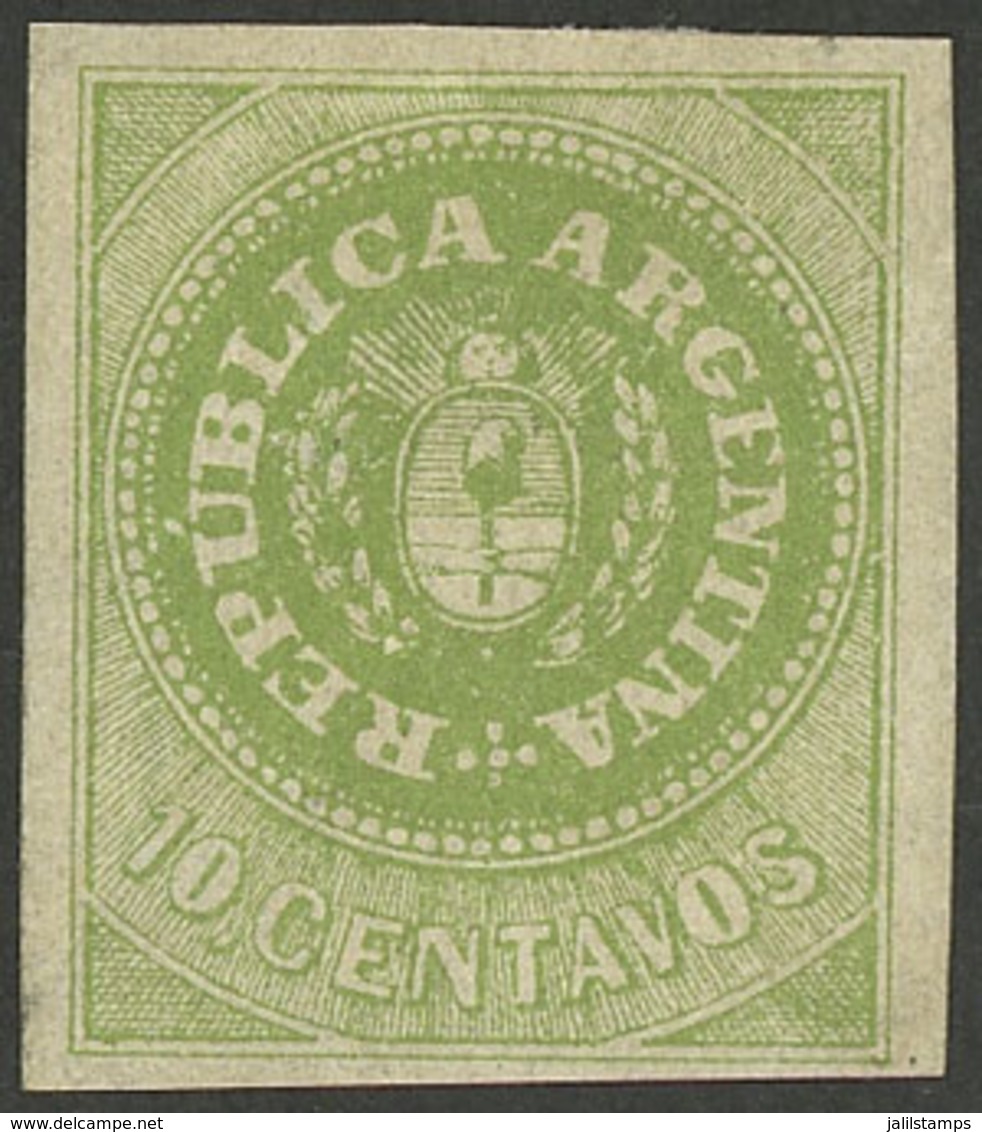 ARGENTINA: GJ.8b, 10c. Green With Variety "8 Cut Angles", Mint With Full Original Gum (+50%), Superb, Very Rare In This  - Nuevos