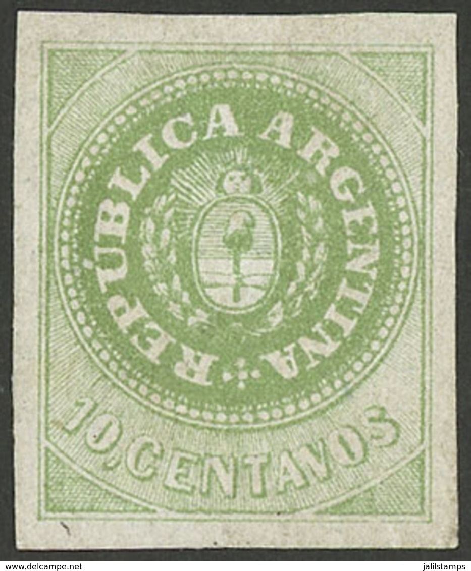 ARGENTINA: GJ.8Ab, 10c. With Accent, APPLE Green, With Variety "8 Cut Angles", Mint, Huge Margins, Superb And Extremely  - Nuovi