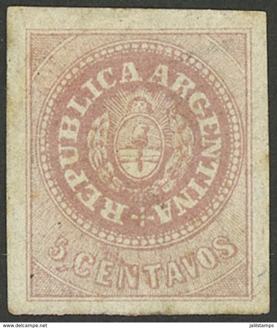 ARGENTINA: GJ.10, 5c. Without Accent, Dull Rose, Tiny Defect On Back, Very Good Front With Ample Margins! - Ungebraucht