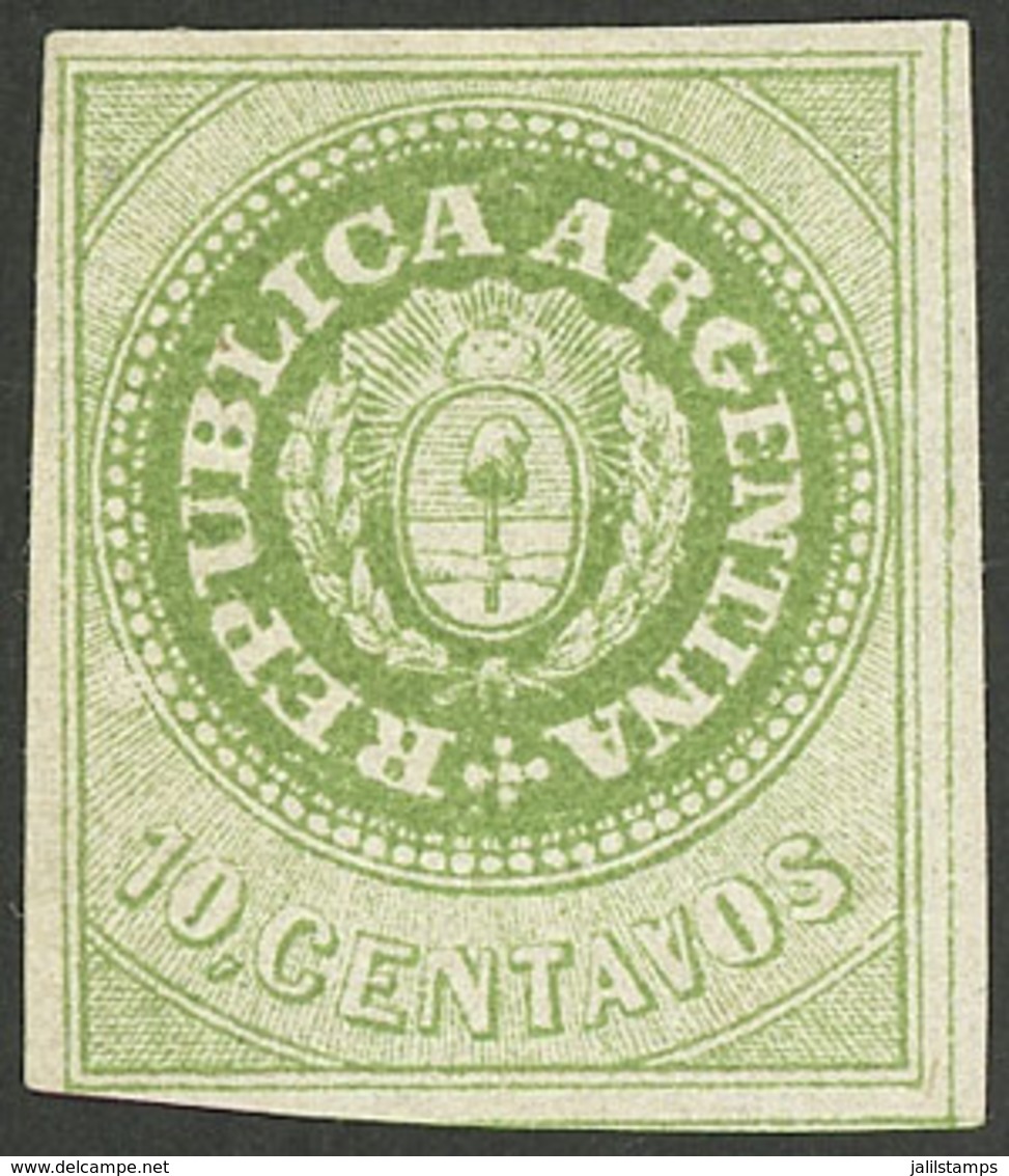 ARGENTINA: GJ.11, 10c. WITHOUT Accent, Mint With Full Original Gum (+50%), Very Fine Quality, Extremely Rare, Signed By  - Ungebraucht