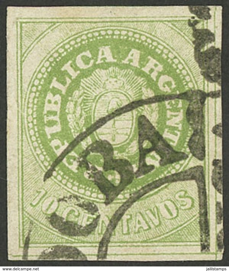 ARGENTINA: GJ.13, 10c. WITHOUT Accent, Semi-worn Plate, Used In Córdoba, Excellent Quality, Very Rare! - Unused Stamps