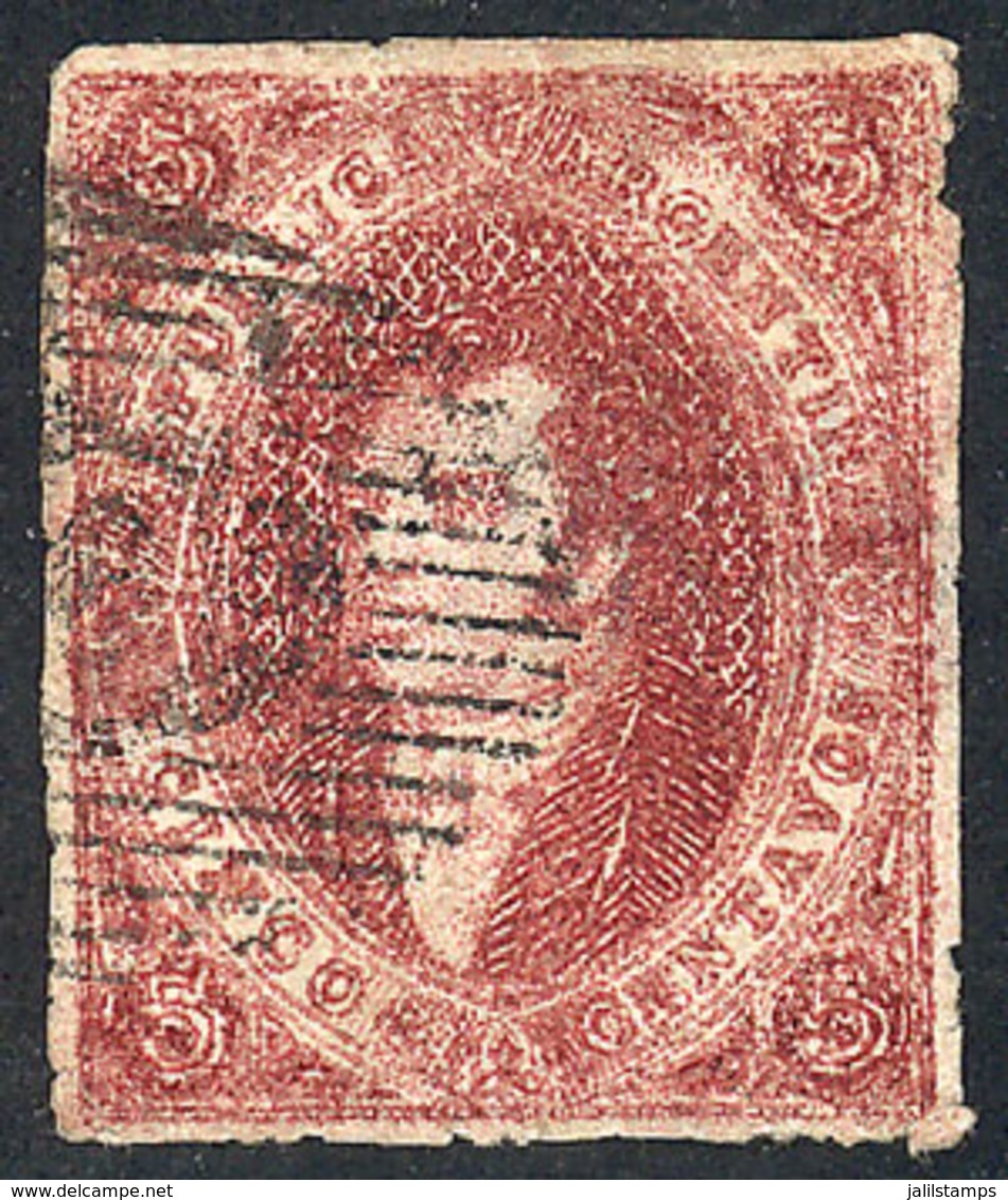 ARGENTINA: GJ.26A, 5th Printing, PURPLISH CARMINE, With Nice Black OM Cancel, Superb! - Used Stamps