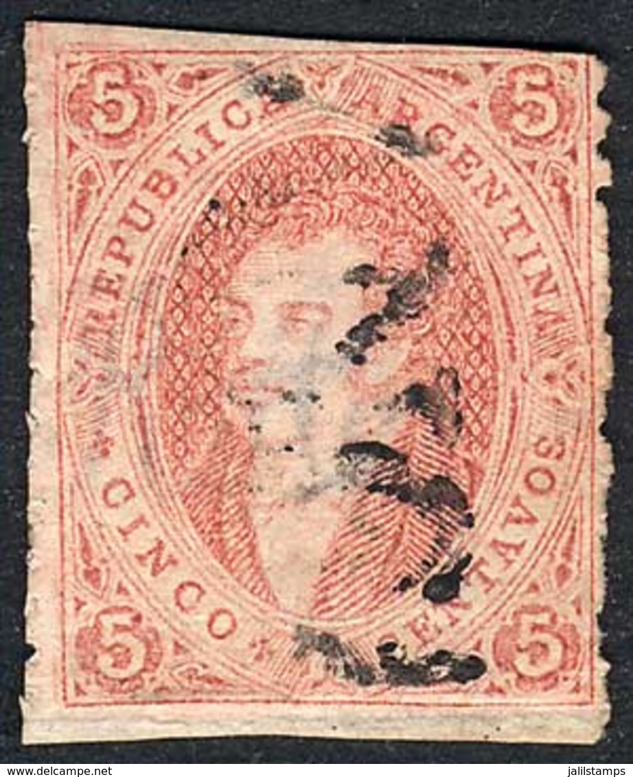 ARGENTINA: GJ.28l, 1867 6th Printing Perforated, With VARIETY: Imperforate Horizontally, Used In Goya, Uncatalogued Unti - Gebraucht