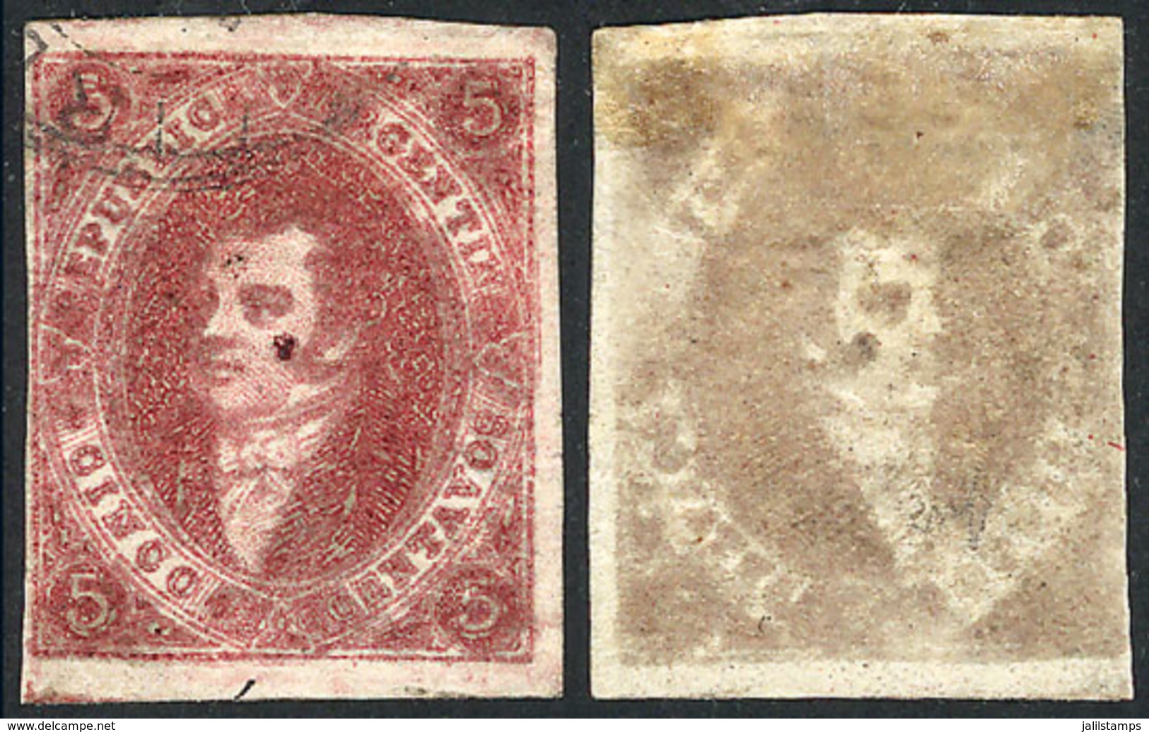 ARGENTINA: GJ.34e, 8th Printing, Semi-clear And Very Oily Impression, IVORY HEAD, VF Quality, Catalog Value US$200. - Usati