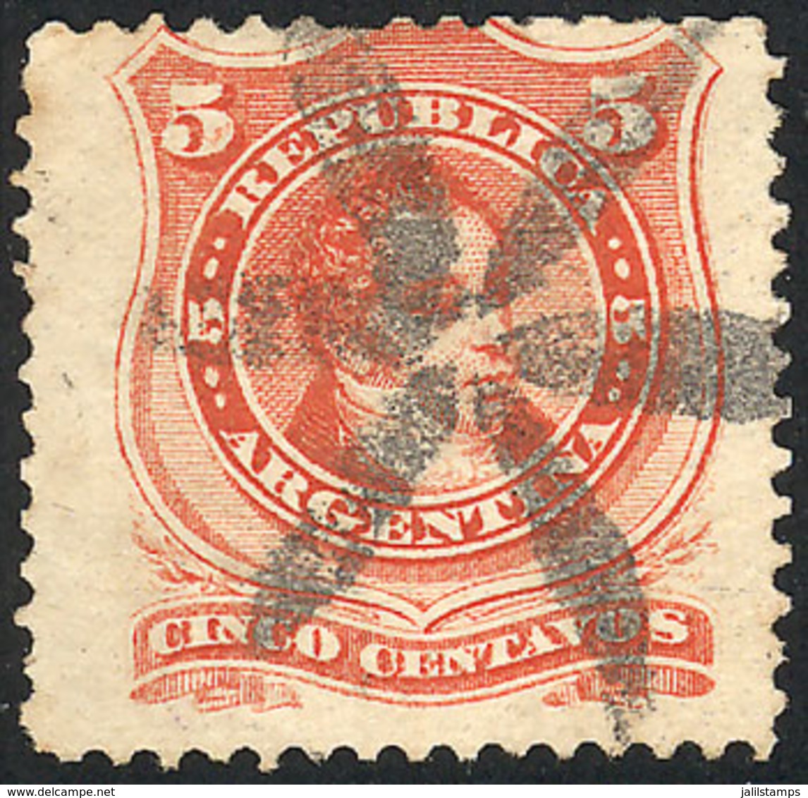 ARGENTINA: GJ.38, VERY WIDE EXAMPLE (due To Perforation Variety), With Nice Mute "wedges" Cancel Of MENDOZA, Excellent!" - Otros & Sin Clasificación