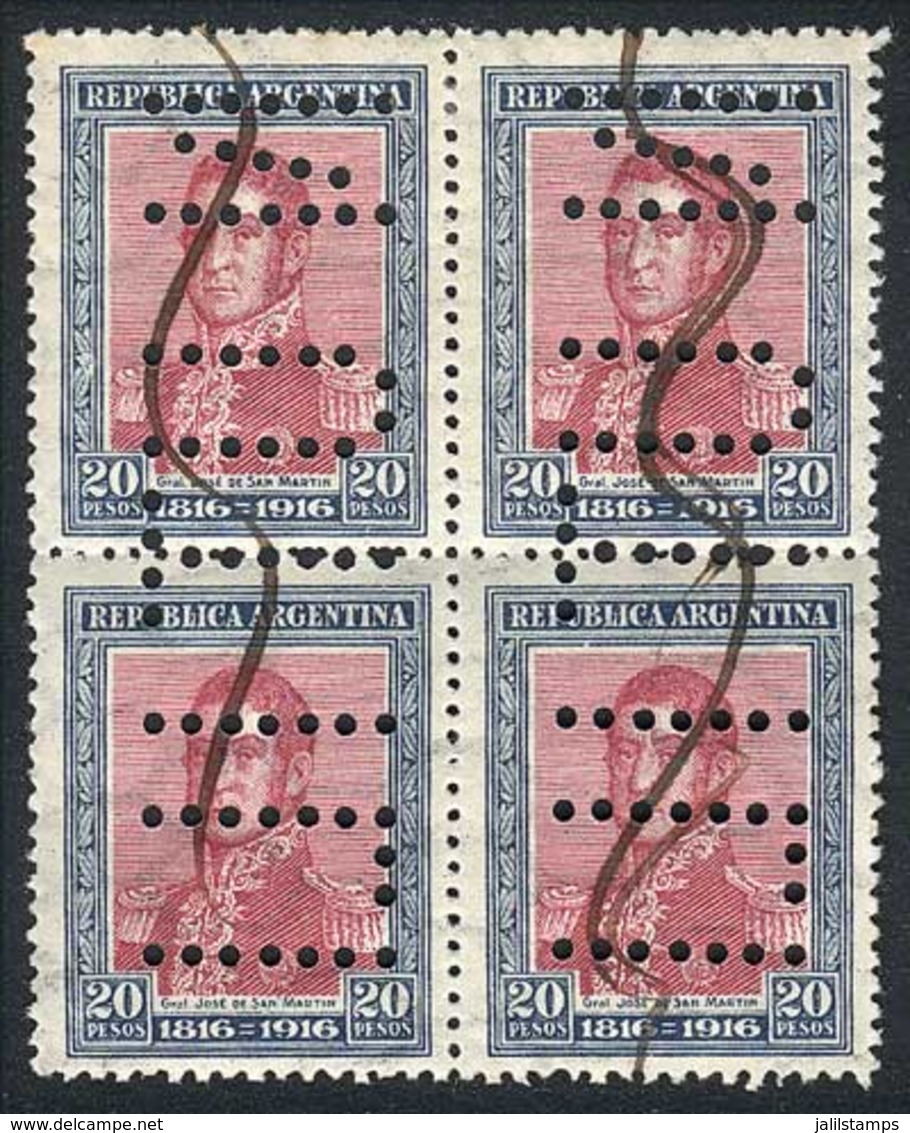 ARGENTINA: GJ.422O, Block Of 4 With "INUTILIZADO" Invalidating Perforations, VF Quality!" - Other & Unclassified