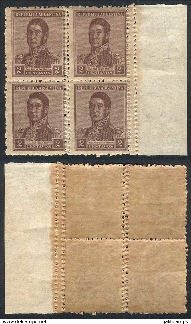 ARGENTINA: GJ.466, Block Of 4 With DOUBLE VERTICAL PERFORATION Variety, Excellent Quality! - Altri & Non Classificati