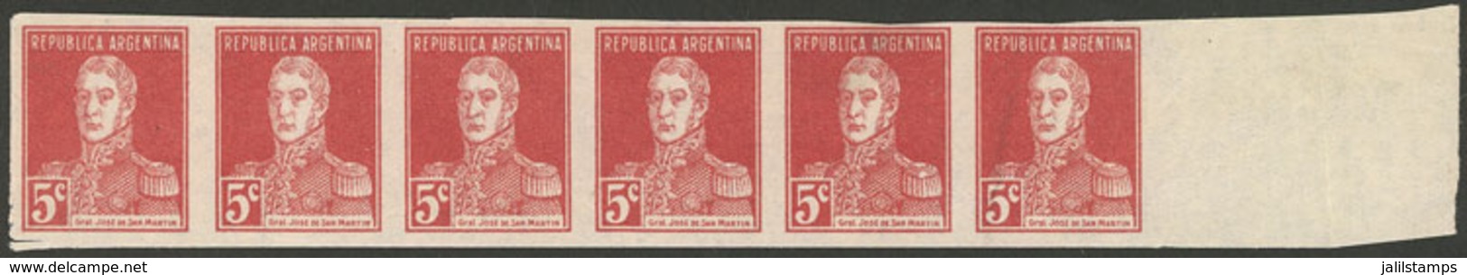 ARGENTINA: GJ.599, Proof In The Issued Color, Strip Of 6 Printed On Thin Porous Paper, VF Quality! - Sonstige & Ohne Zuordnung