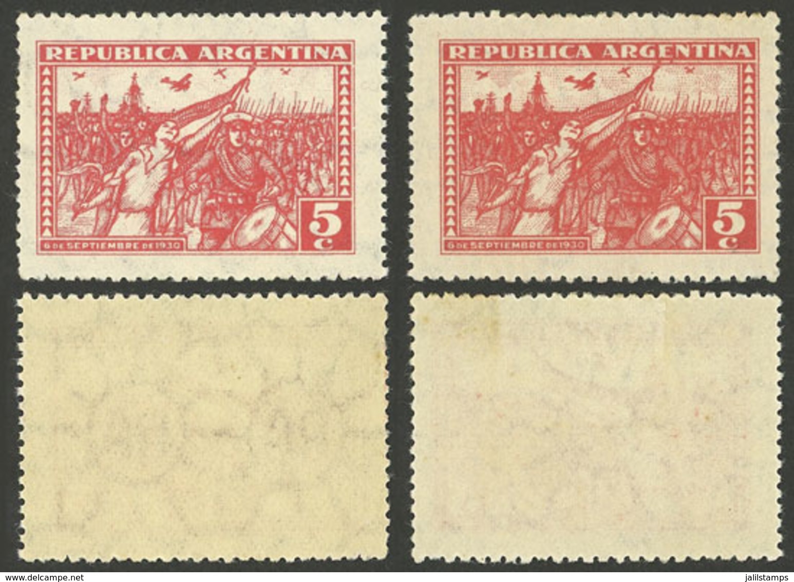 ARGENTINA: GJ.681, 5c. Revolution On Normal Paper (Dutch) And Another Uncatalogued Paper With Very Different Watermark W - Altri & Non Classificati