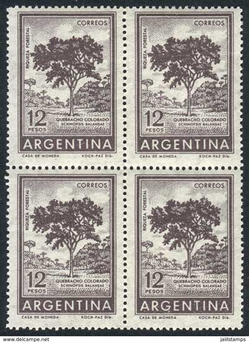ARGENTINA: GJ.1144, 1959/64 12P. Quebracho Tree, Block Of 4, Offset Printing, VF Quality, Catalog Value US$40. - Otros & Sin Clasificación