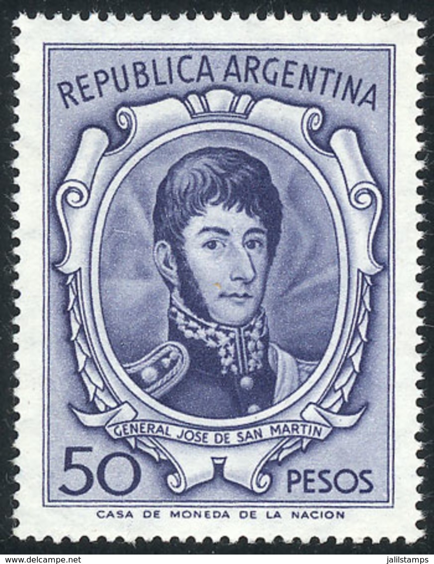 ARGENTINA: GJ.1317A, 50P. San Martín Printed On IMPORTED UNSURFACED PAPER, MNH, Superb Example! - Sonstige & Ohne Zuordnung