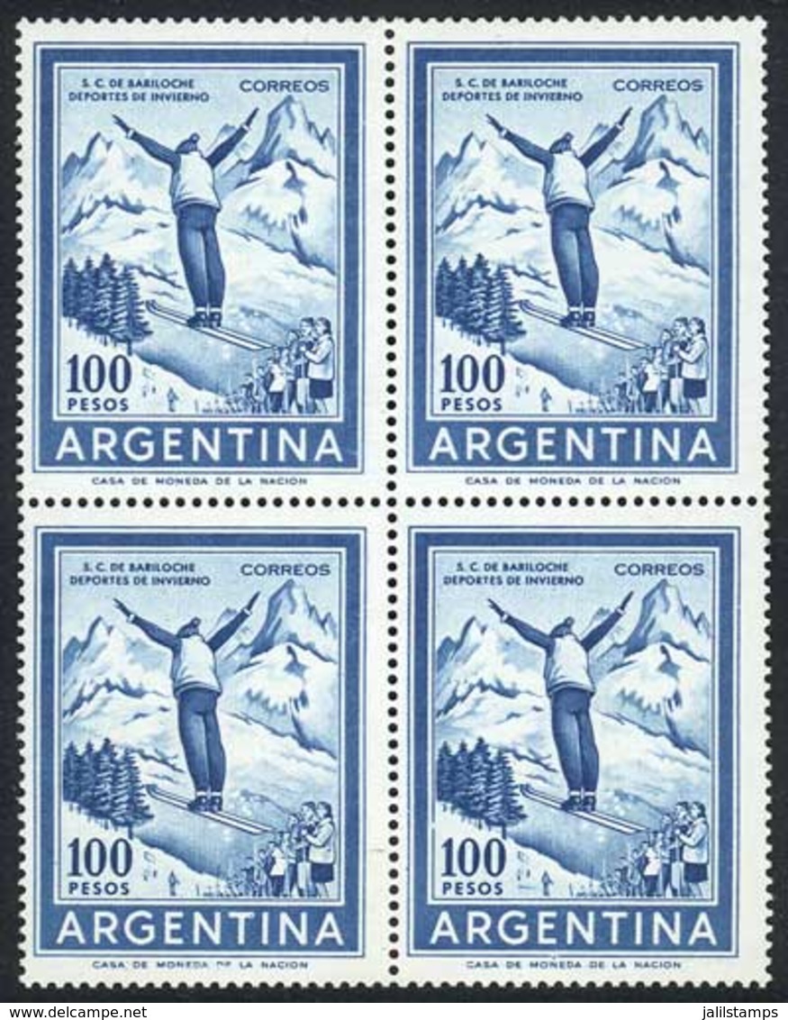 ARGENTINA: GJ.1495, 1969/71 100P. Ski, Block Of 4 Without Watermark, VF Quality, Catalog Value US$44. - Sonstige & Ohne Zuordnung