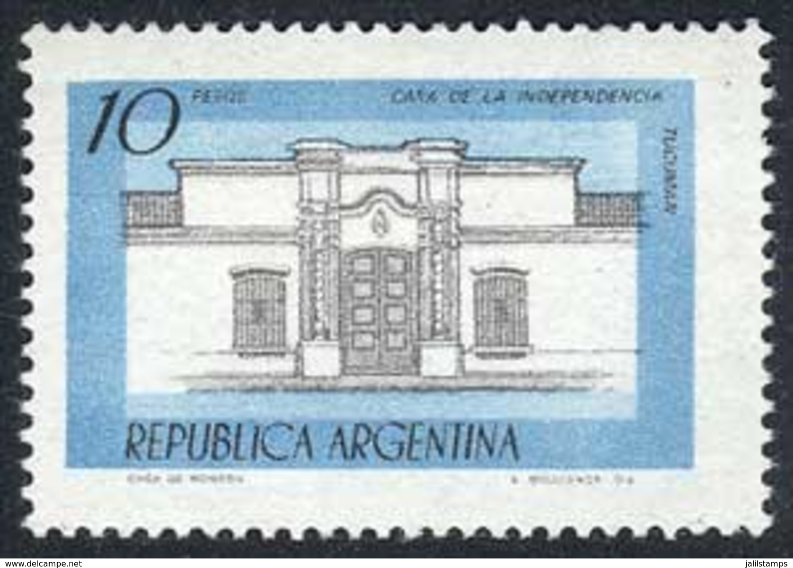 ARGENTINA: GJ.1780A, 1977/9 10P. House Of Tucumán, Printed On Fluorescent Unsurfaced Paper, Imprint In Small Letters, Mi - Altri & Non Classificati