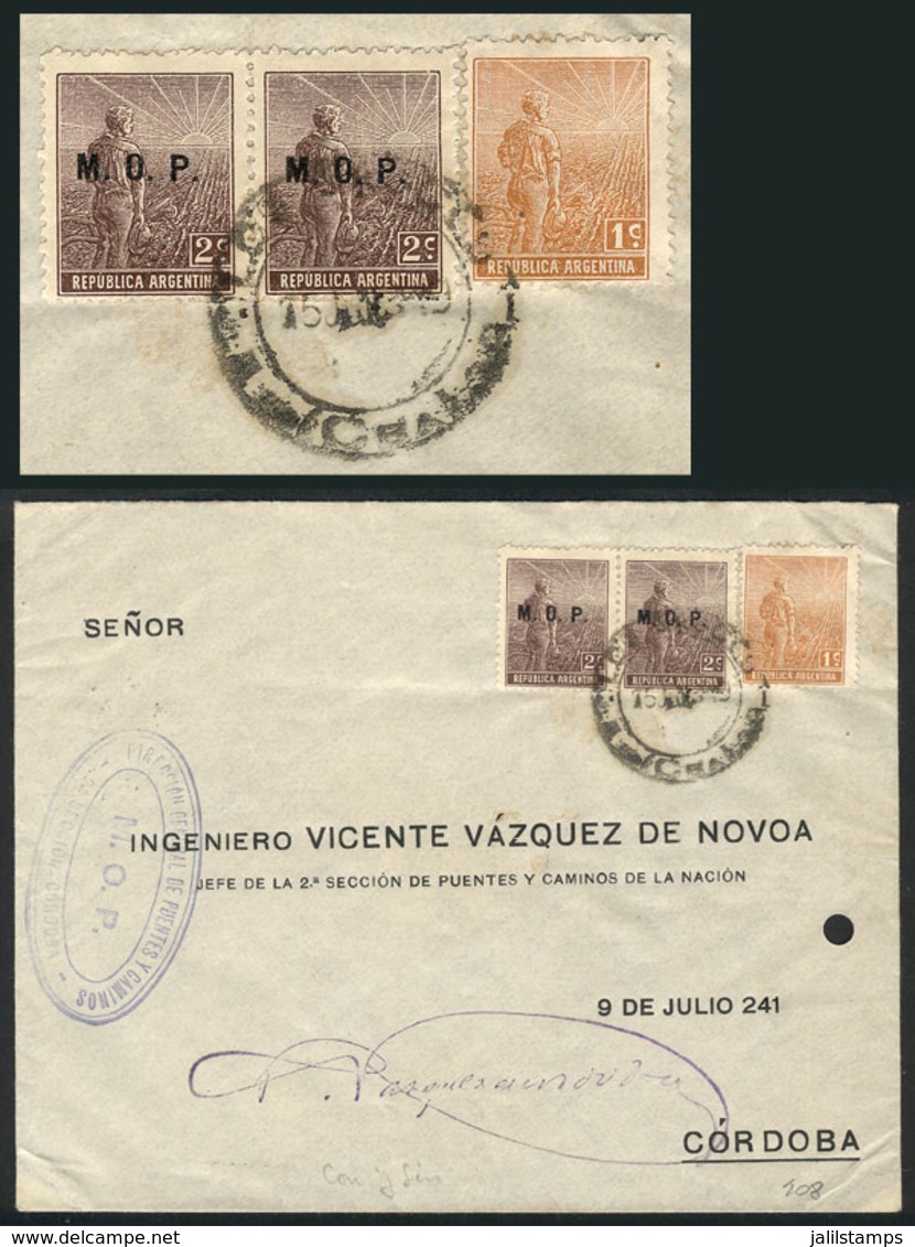 ARGENTINA: Rare MIXED POSTAGE: Official Cover Used In Córdoba On 15/JUN/1919, Franked With Pair Of Plowman 2c. With M.O. - Dienstmarken