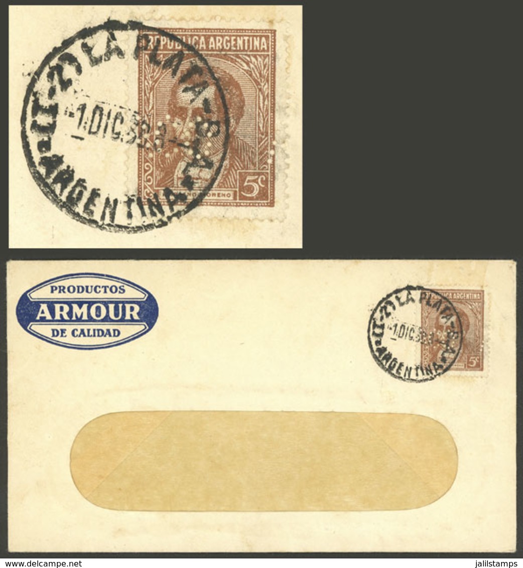 ARGENTINA: Cover Used On 1/DE/1938, Franked With 5c. Moreno Typographed With "ACO" Perfin, VF Quality" - Sonstige & Ohne Zuordnung