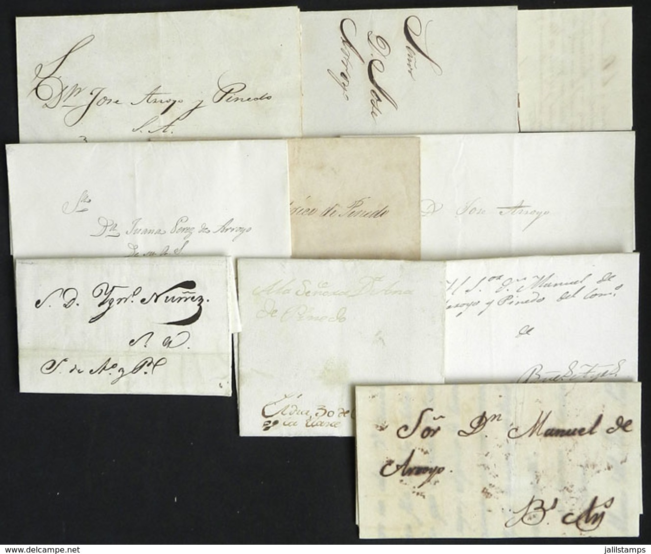 ARGENTINA: 9 Folded Covers Or Entire Letters Without Postal Markings Used Between 1825 And 1848, Almost All In Buenos Ai - Prefilatelia