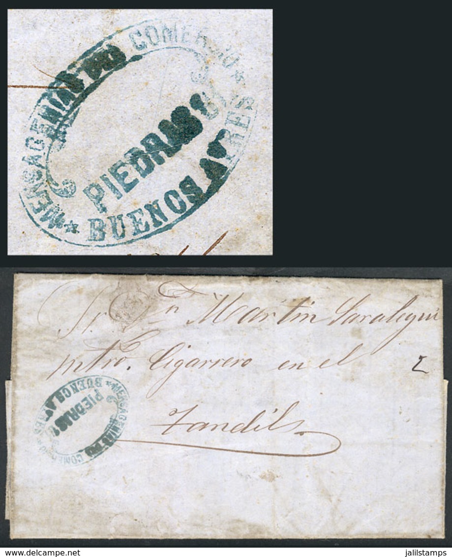 ARGENTINA: Entire Letter Sent From Buenos Aires To Tandil On 15/SE/1861 By Stagecoach Mail MENSAJERÍA DEL COMERCIO, Very - Prefilatelia