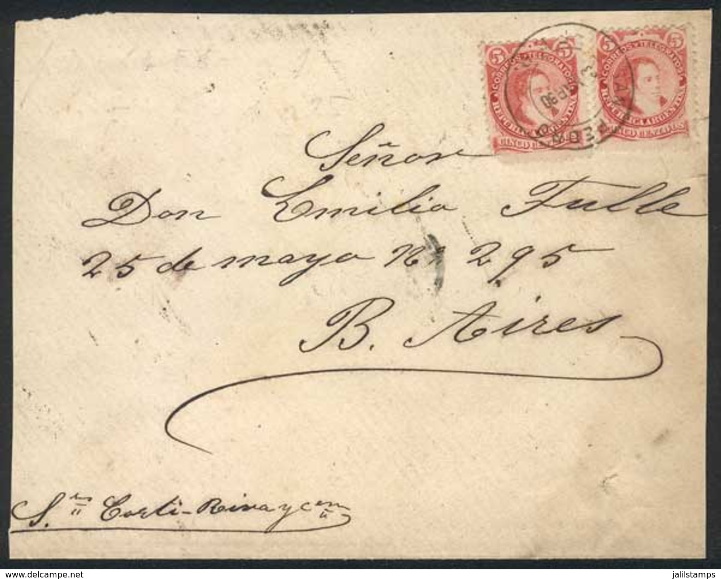 ARGENTINA: Front Of A Cover (with Part Of The Back) Franked By GJ.105 X2, Cancelled SAN PEDRO 20/MAR/1890, On Reverse Bu - Prefilatelia