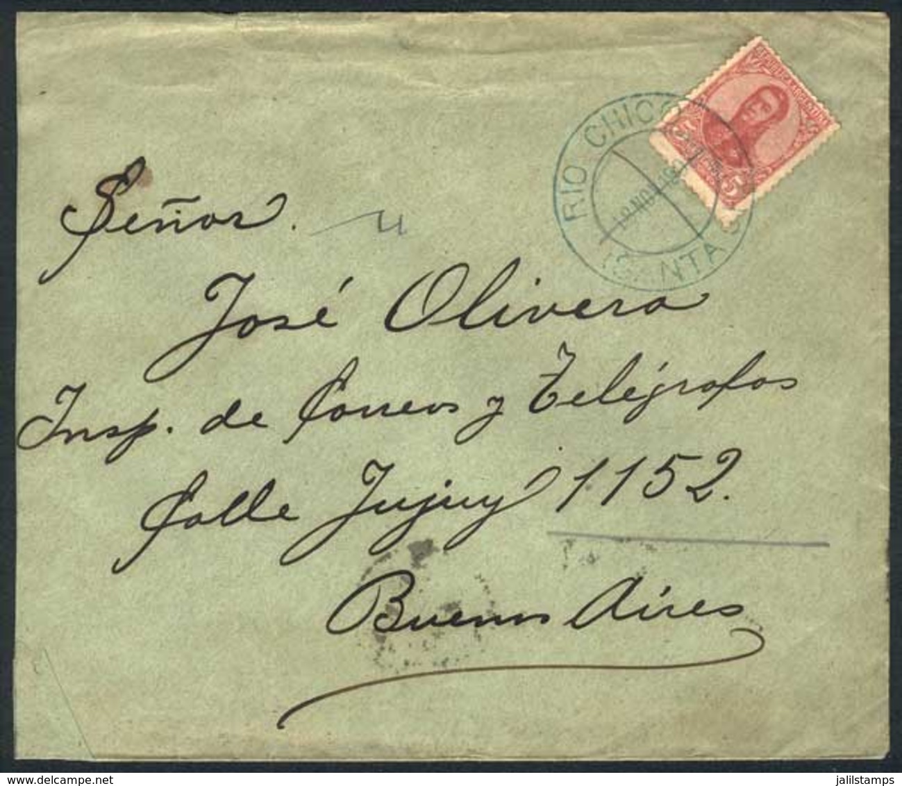 ARGENTINA: Cover Franked By GJ.280, Sent To Buenos Aires On 8/NO/1908, With Rare Cancel Of RÍO CHICO (Santa Cruz), VF Qu - Vorphilatelie