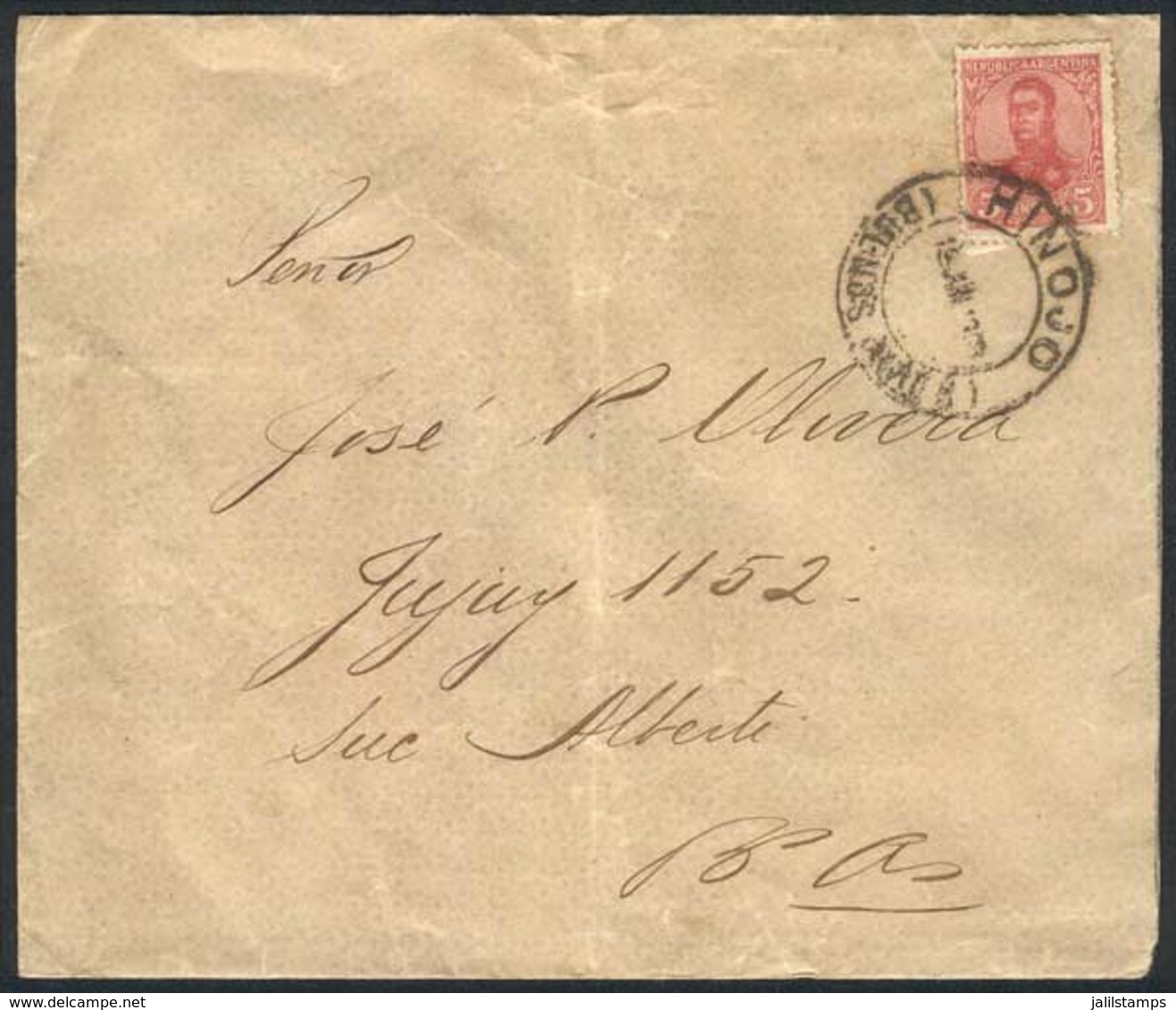 ARGENTINA: Cover Franked By GJ.292 Sent To Buenos Aires On 1/JUN/1909, With Rare Double Circle Cancel Of HINOJO (Buenos  - Vorphilatelie