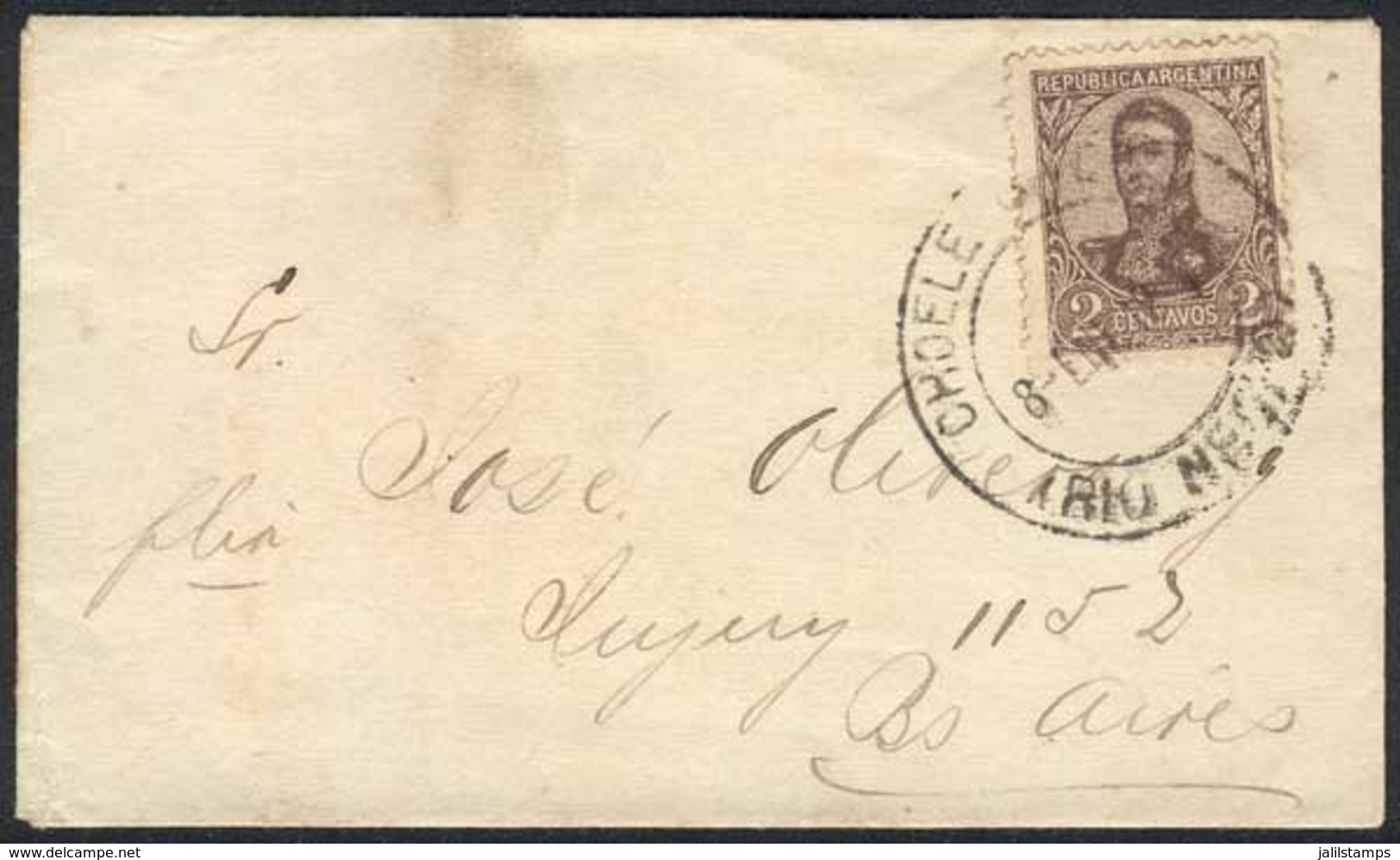 ARGENTINA: Cover Franked By GJ.289 (2c. Rate For Envelopes With Business Cards, Etc.), Sent To Buenos Aires On 8/JA/1912 - Vorphilatelie