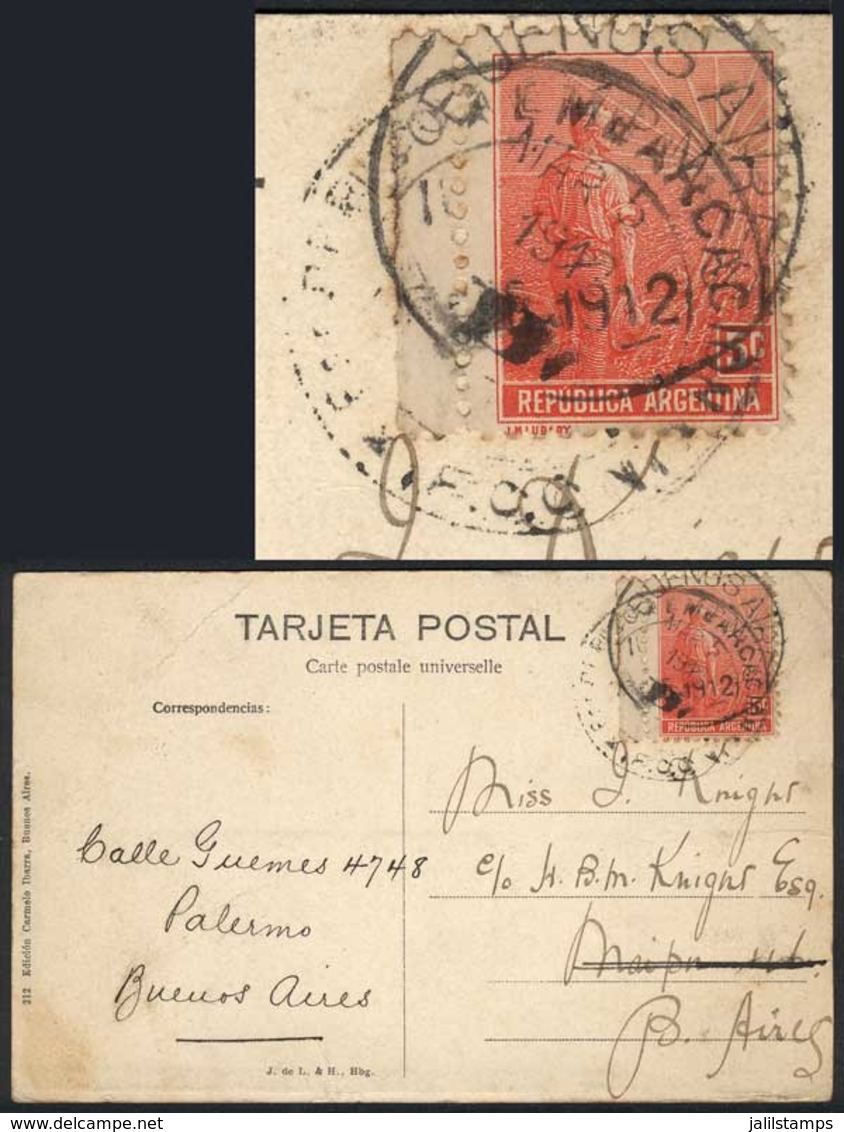 ARGENTINA: 26/FE/1912 Postcard Franked By GJ.317, To Buenos Aires, With Rare Large Double Circle Postmark "ESTAFETA . .  - Prefilatelia