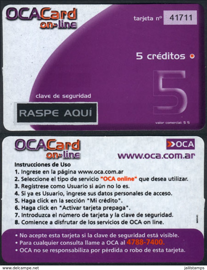 ARGENTINA: OCA: OCA Card Online, Unused Card Of 5 Credits, For Sending Email Letters, Excellent Quality, Very Rare! - Sonstige & Ohne Zuordnung