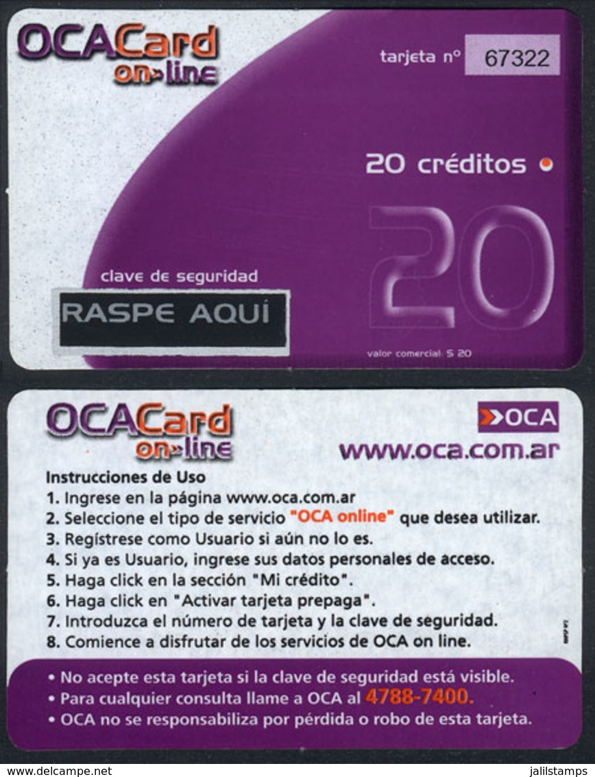 ARGENTINA: OCA: OCA Card Online, Unused Card Of 20 Credits, For Sending Email Letters, Excellent Quality, Very Rare! - Altri & Non Classificati