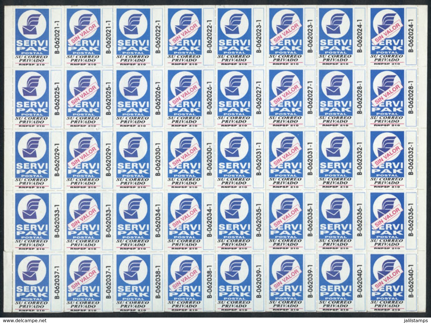 ARGENTINA: SERVI PACK: Complete Sheet Of 20 Self-adhesive Stamps, Excellent Quality, Rare! - Other & Unclassified