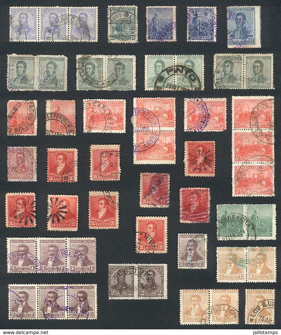 ARGENTINA: Lot With Many Hundred Old Used Stamps, Very Interesting To Look For Cancellations, Varieties, Etc., Excellent - Collezioni & Lotti