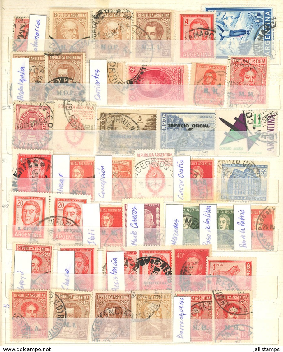 ARGENTINA: CANCELS: Stockbook With Over 700 Stamps With Marks Of About 260 Towns, For Example: El Maitén, Cte. Fontana,  - Collezioni & Lotti