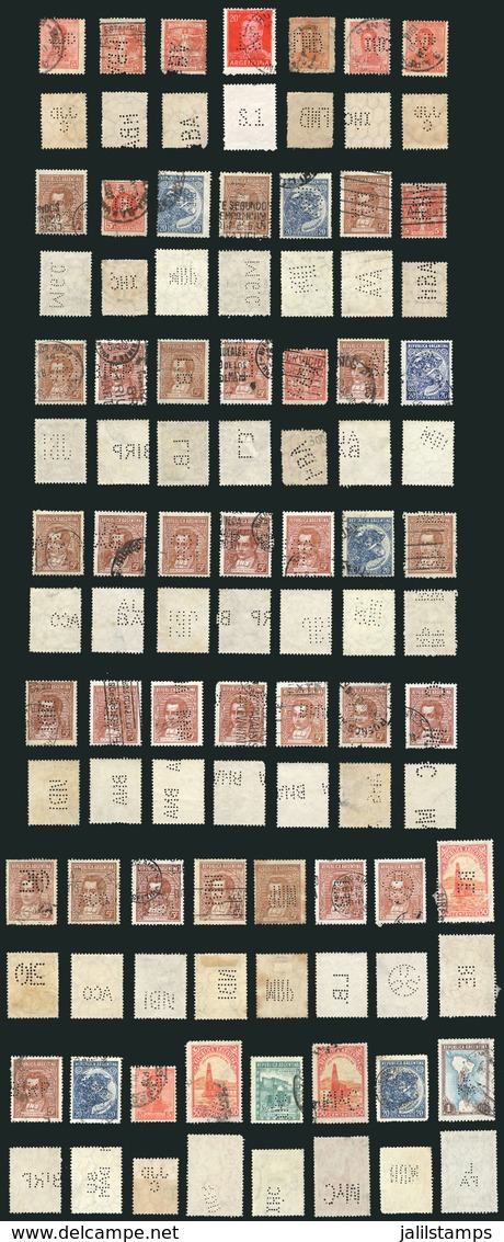 ARGENTINA: PERFINS: Large Lot Of More Than 450 Used Stamps, All With Commercial Perfins. Although There Is Duplication,  - Collezioni & Lotti