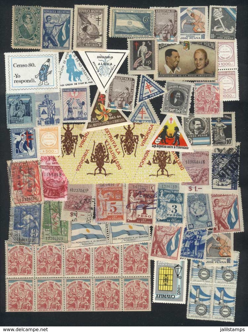 ARGENTINA: CINDERELLAS AND REVUNUE STAMPS: Lot Of 85 Varied Examples Of All Times, Including Many Interesting Items, Low - Collections, Lots & Series