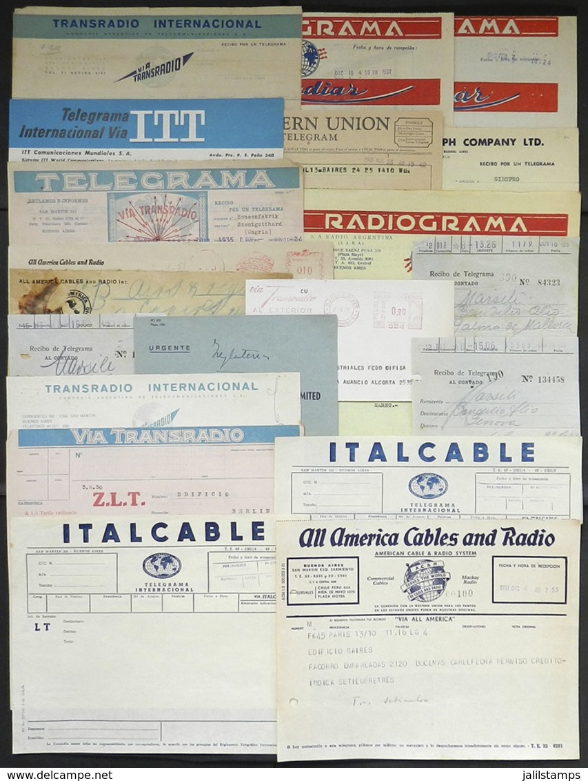 ARGENTINA: PRIVATE And Railway Telegraphs: About 30 Forms (telegrams, Receipts, Envelopes, Etc.) Of Several Companies, V - Sonstige & Ohne Zuordnung