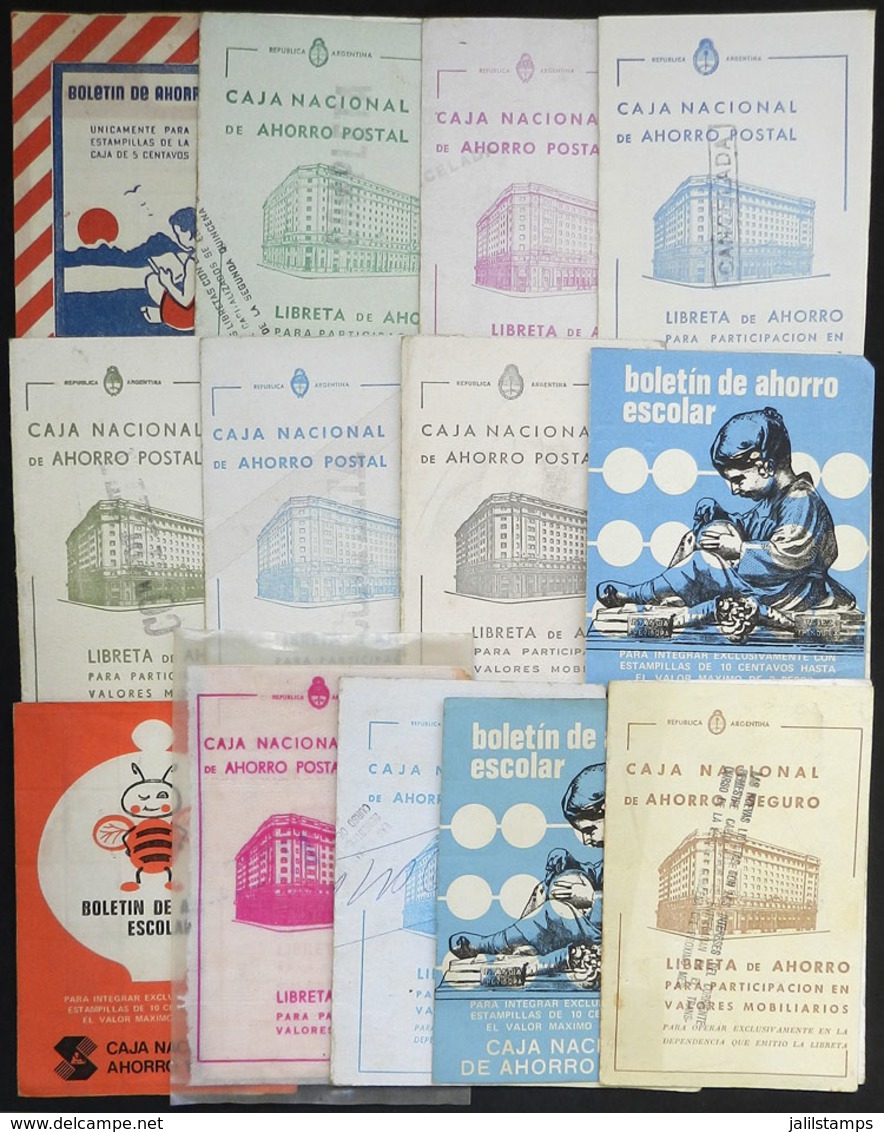 ARGENTINA: POSTAL SAVINGS BANK: 12 Savings Books, Almost All Different, Some With Revenue Stamps, Very Interesting! - Otros & Sin Clasificación