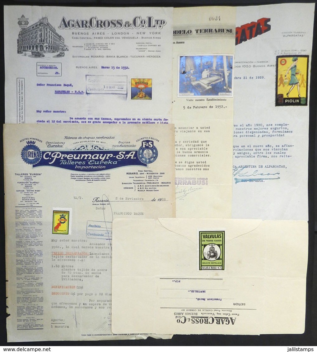 ARGENTINA: 5 Letters Or Documents Of The Years 1928 To 1933, All With Nice Cinderellas Of Varied Companies, Excellent Qu - Otros & Sin Clasificación