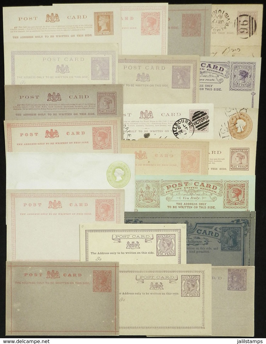 AUSTRALIA: VICTORIA: 21 Old Postal Stationeries, Most Unused, The General Quality Is Fine To Very Fine, Interesting Grou - Enteros Postales