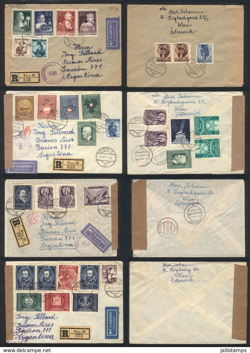 AUSTRIA: 32 Covers Sent To Argentina (almost All Between 1949 And 1955, 2 Are Modern), With Colorful And Very Attractive - Storia Postale